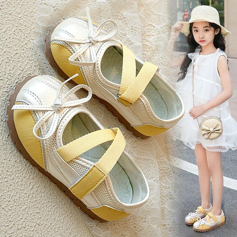 Girls Closed‑Toe Sandals Summer Kids Slip‑On Princess Shoes Fashion Elegant Ballet Flat Shoes for Girls