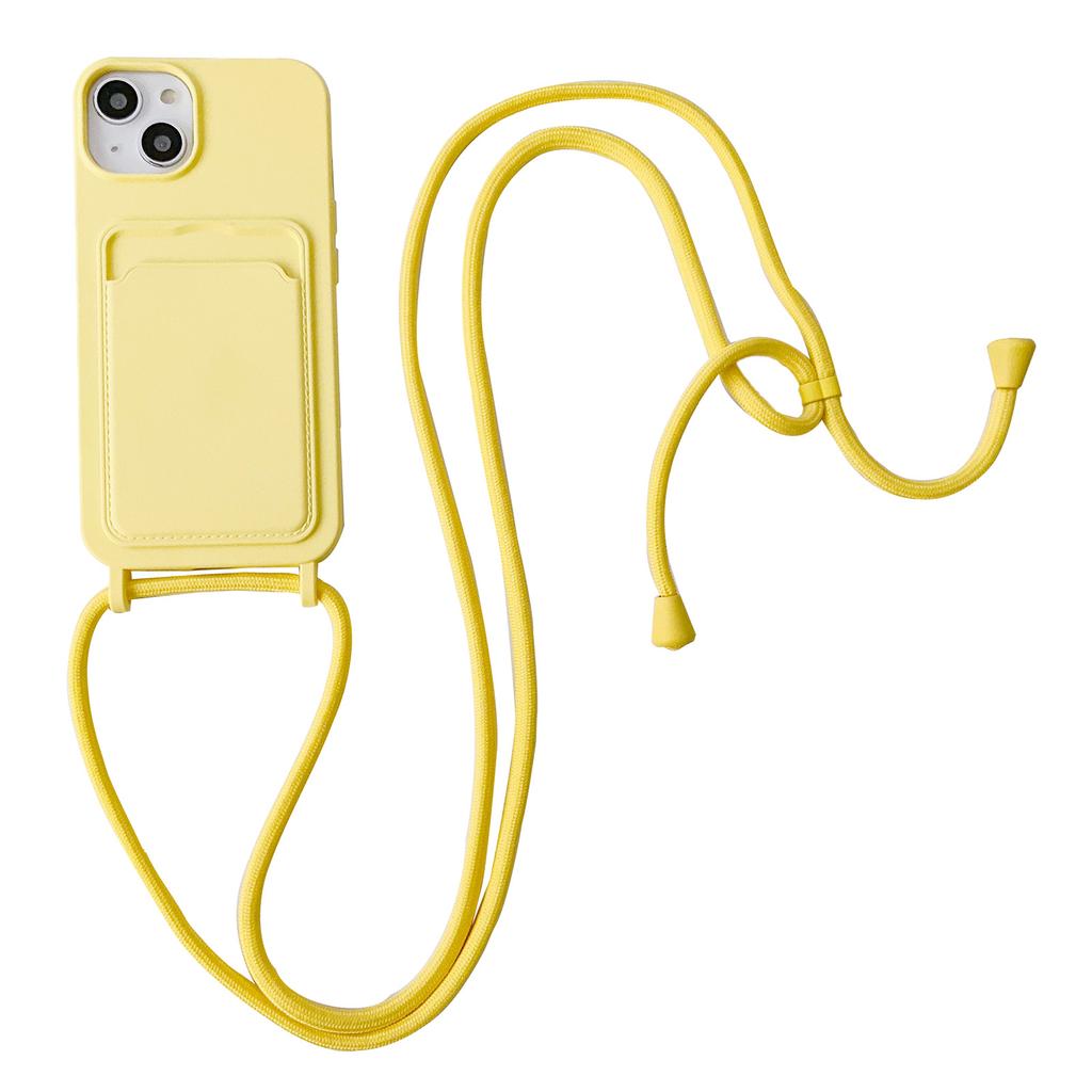 Protective Case for iPhone 14 Case Anti-Fall Liquid Silicone Phone Cover with Card Slot,Strap