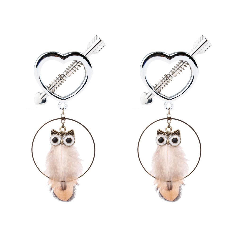 

Металлический зажим для сосков, сексуальный зажим для груди, коррекция наклона, регулируемый зажим для груди для взрослых, зажим для груди в виде совы, цельный пирсинг в виде сердца белый