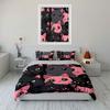 Cute Pink and Black Cat Bedding Bedding Duvet Cover Set Duvet Cover Pillowcases (1 * Duvet Cover 2 * Pillowcases, Without Duvet Insert)