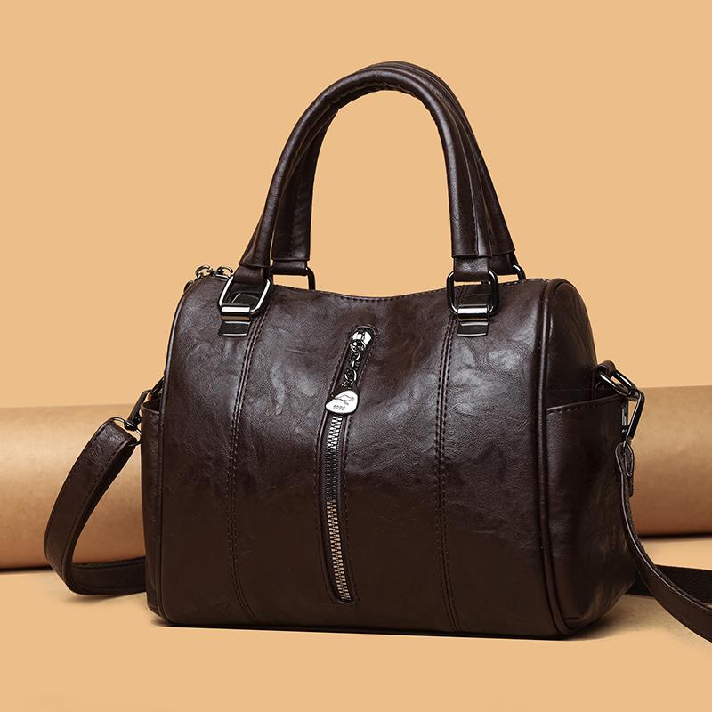 Fashi Big Leather Tote Bag For Women Large Capacity Retro Shoulder Bags Soft Leather Crossbody Handbags Large Lady Shopper Bag