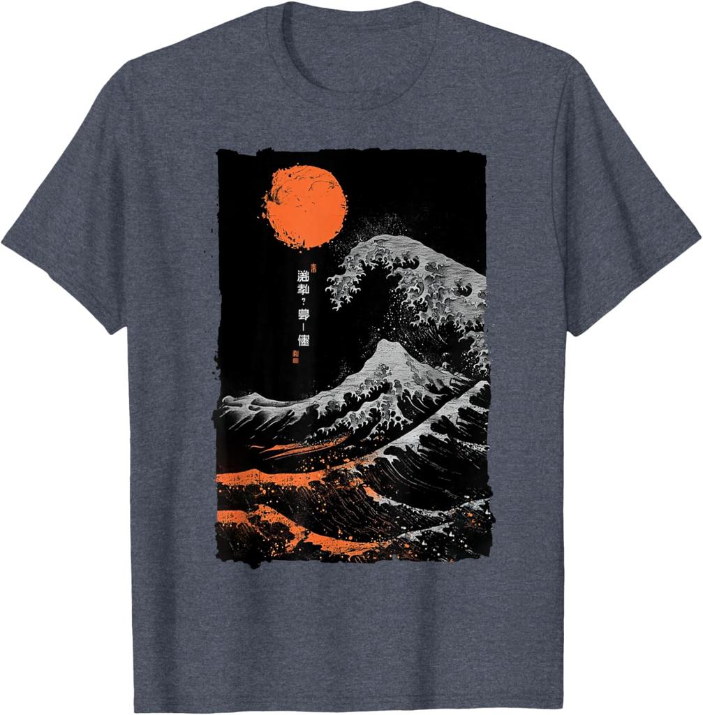 Graficzny T-shirt w Stylu Wielkiej Fali w Kanagawie Vintage Japoński Druk Artystyczny Casualowy T-shirt dla Mężczyzn
