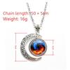 1Pc Tai Chi Star Moon Necklace, Retro Punk Carved Skull Alloy Chain Sweater Accessory