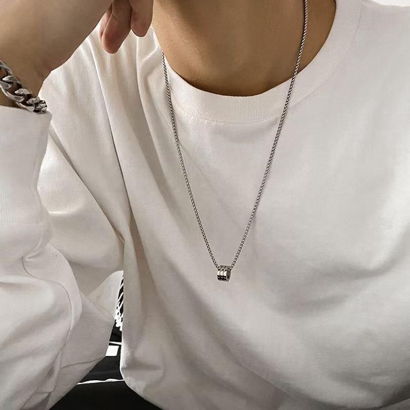 Unisex Hip-Hop Titanium Steel Long Sweater Chain Necklace - Non-Fading Autumn/Winter Pendant