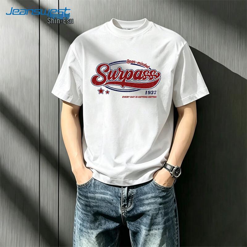 Jeanswest Men s American Style Loose Fit Cotton T-Shirt XL белый