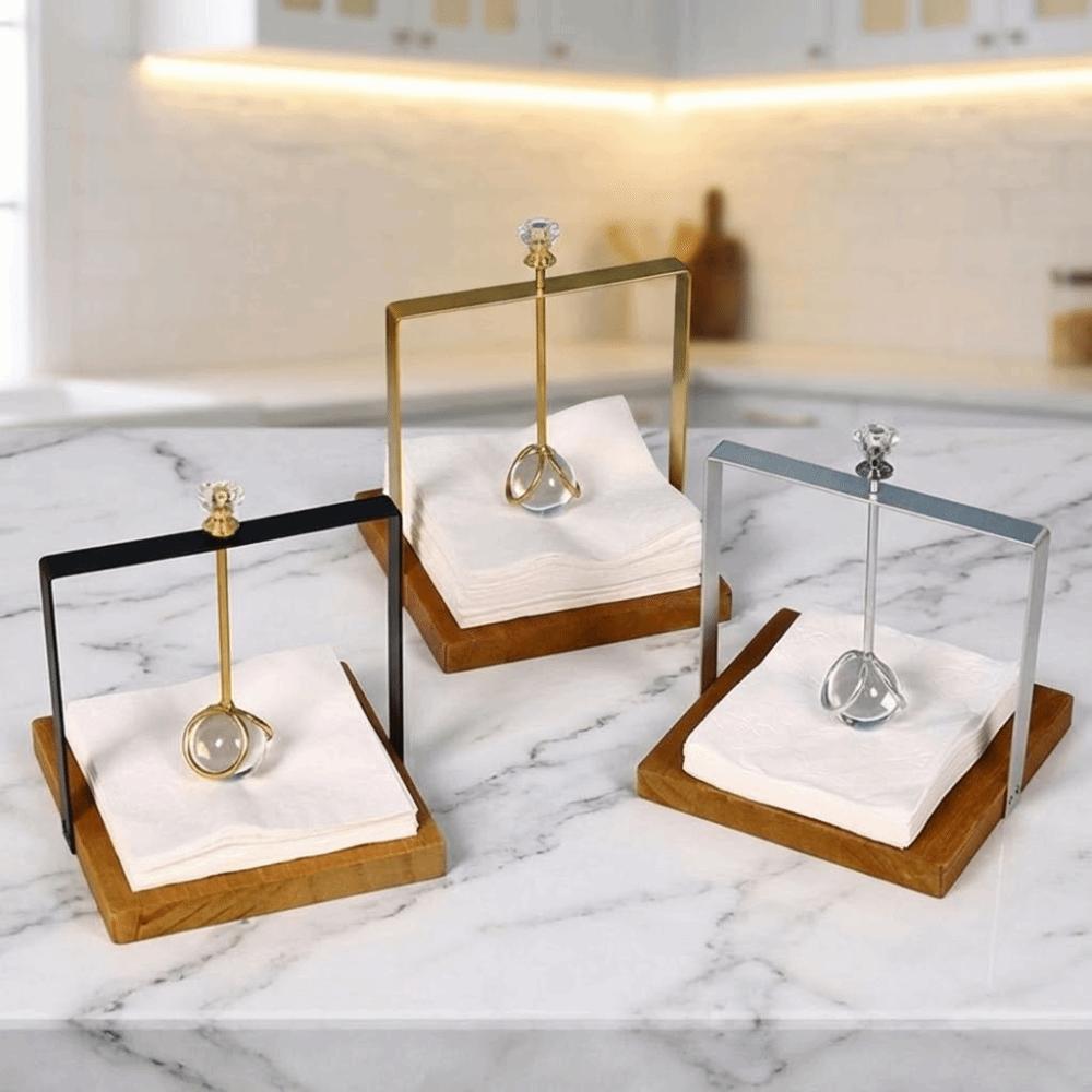 Light Luxury Tabletop Tissue Rack Wooden Napkin Dispenser Elegant Tissue Storage Box  Restaurant