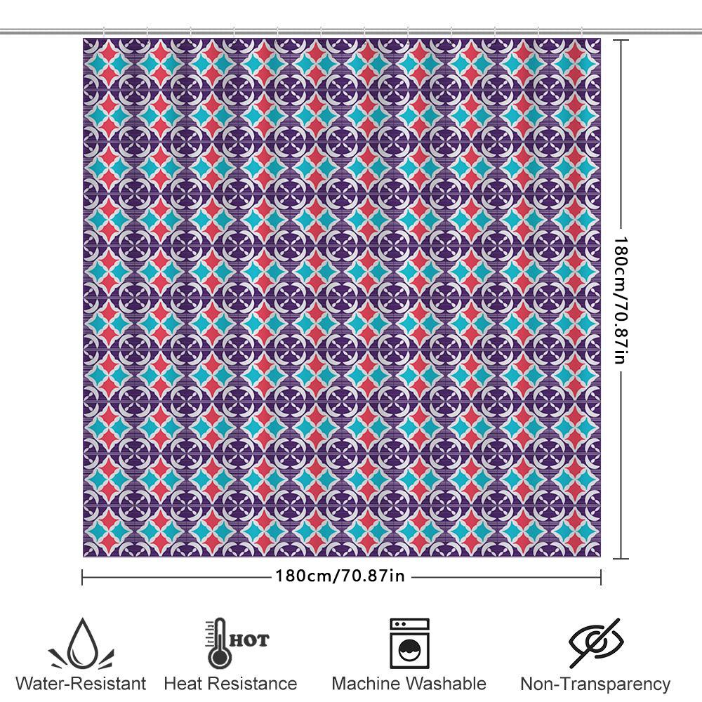 Elegant Purple Blue Red Decorative Bath Shower Curtain Waterproof Bathroom Fabric Size: 72X84 (183X213Cm) Pattern Design: Diamon