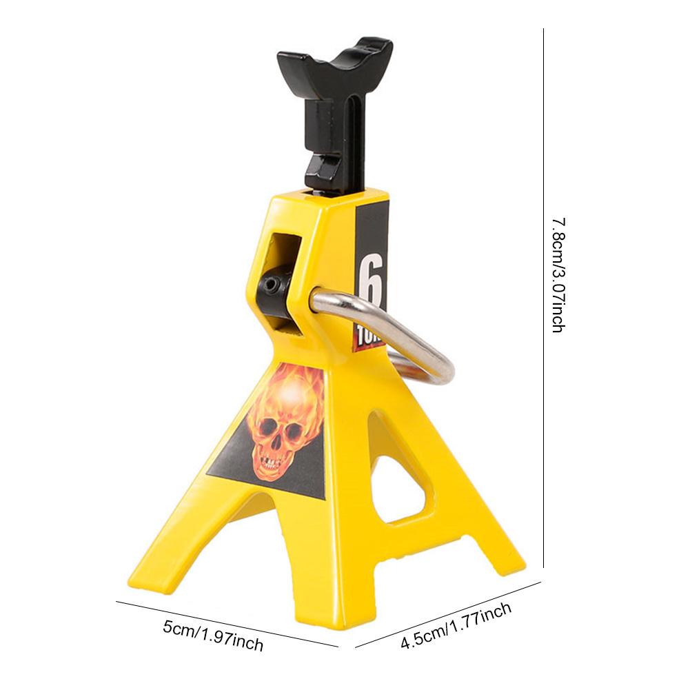 2 Pack Simulation Metal 6T Jack Repair Tool Height Adjustable Mini 6T Jack Stands Frame Placed Holder for  1/10 RC Crawler Car