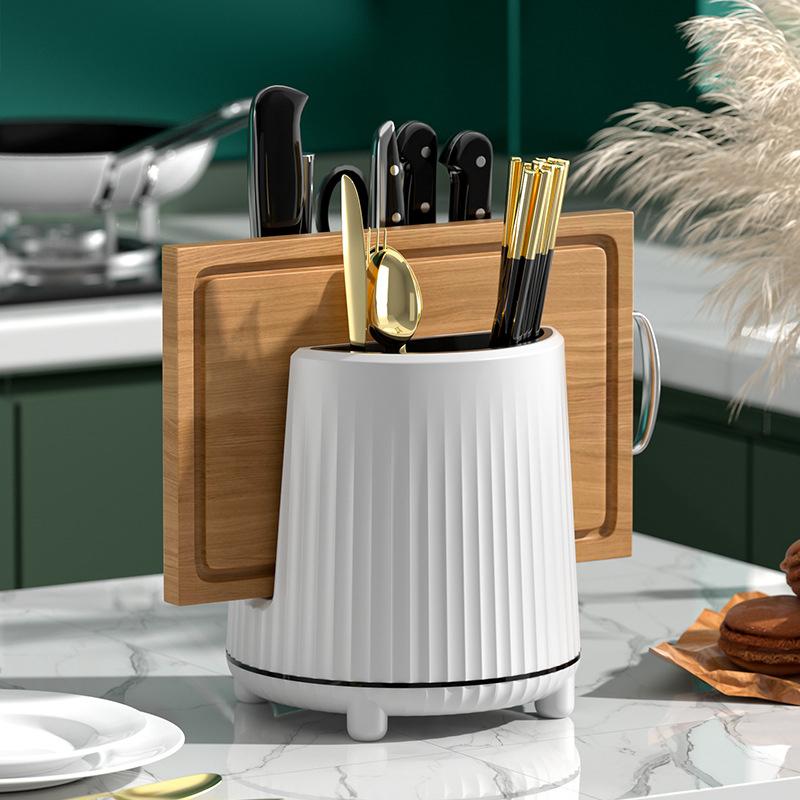 1Pc Rotating Knife Holder,Utensil Holder Cutlery Spoon Chopsticks Fork Storage Holder Organizer Multifunctional Kitchen Storage