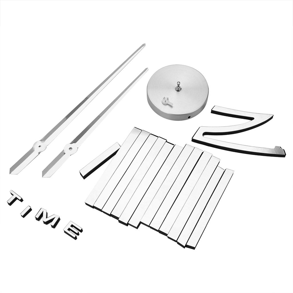 3D Mirror Luxury Modern Large Wall Clock Sticker Room Art Home Decor Silver