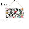 Handmade Wood Hanging Sign Spanish Religious Prayer Wall Ornament with Rose Cross Flower, Living Room Ornaments Wooden Decorative Pendant for Bedroom