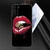 Beauty Red Lips Phone Case For Samsung Galaxy S20 S21 FE S22 Ultra S10 Lite S10E S9 S8 Plus S7 Edge Soft TPU Black Cover