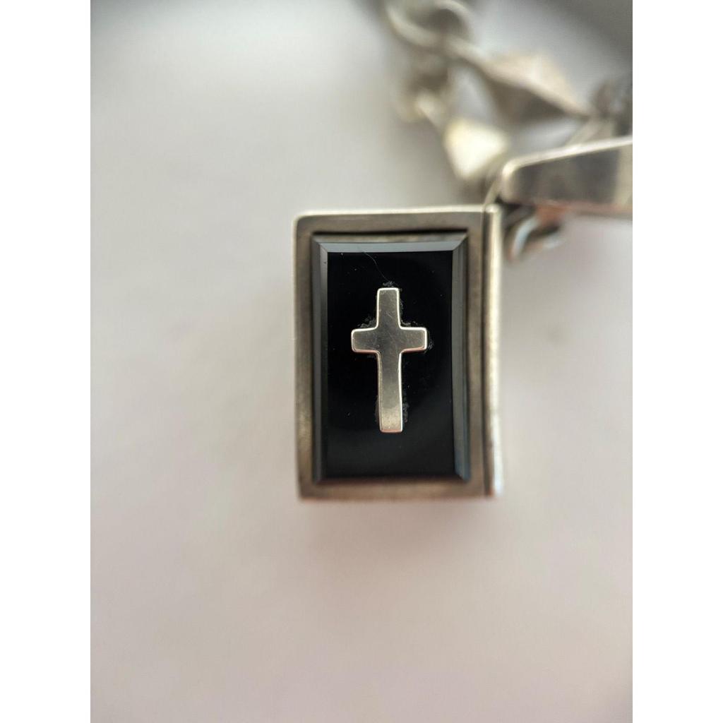 Used Justin Davis Silver 925 Silver Necklace Top CURIO Bible Cross