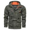 Men's Outdoor Warm Inner  Fleece Jacket, Men's Cold Proof Suit, Windbreaker, Solid Color Hooded Jacket