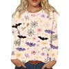 Modisches, lässiges Langarm-Oberteil mit Rundhalsausschnitt und Halloween-Print für Damen