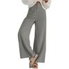 Women's High Rise Double Button Corduroy Wide Leg Pants Micro Stretch Casual Trousers