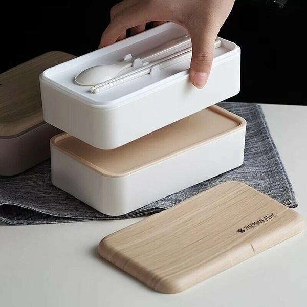 Mikrobølgeovn Dobbeltlags Matboks 1200ml Tre Salat Bento-boks BPA-fri Bærbar Beholderboks Arbeidere Student