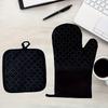 2-piece Set of Pure Cotton Silicone Insulated Gloves, Baking Oven Heat-resistant Gloves+flowerpot Holder Combination
