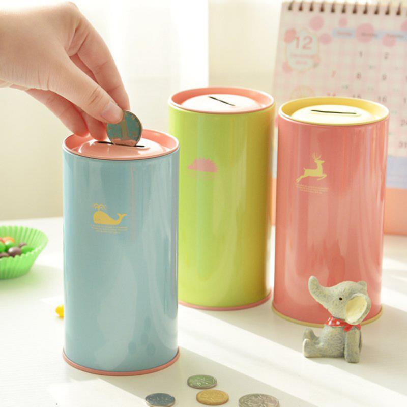 Metal Bank Piggy Bank Bank Saving Jar Tin Box Containers Candy Loose Tea Storage Organizer with Lids