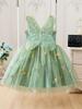 Mädchen-Traumhaftes Dreidimensionales Schmetterlingsflügelkleid, Süßes Mehrfarbiges Blumenbesticktes Netz-Prinzessinnenkleid für Sommer-Geburtstagspartys