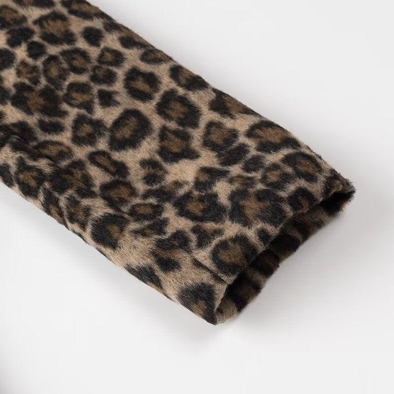 Kaslead New Arrival Women's Fashion Style Stylish Simple and Versatile Single-Breasted Long Sleeve Leopard Print Suit Outwear