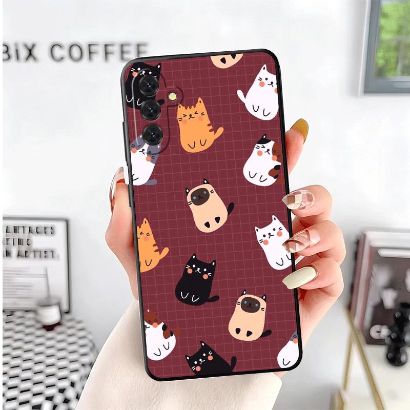 Cartoon Cute Cats Theme Soft Phone Case for Samsung A17 A37 A57 A16 A26 A36 A56 A15 A25 A35 A55 A14 A24 A34 A54 A13 A23 A33 A53