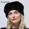 New Luxury Women Elegant Mink Fur Hat Whole Skin Real Fur Hat Full Pelt 3 Balls Diamond Tails Hat Big Warm Women Fur Hat