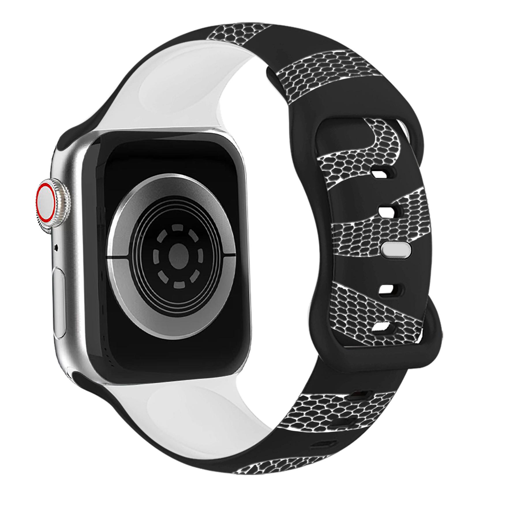 

Стильный двухцветный ремешок с гравировкой в виде змеи для Apple Watch S10 42 мм 46 мм 49 45 41 9 8 Идеально подходит для повседневного ношения, вечеринок, спорта 38 40 41 S10-42mm