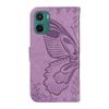 For Motorola Moto G05 4G Case Butterfly Pattern PU Leather Folio Flip Phone Cover -  Light Purple