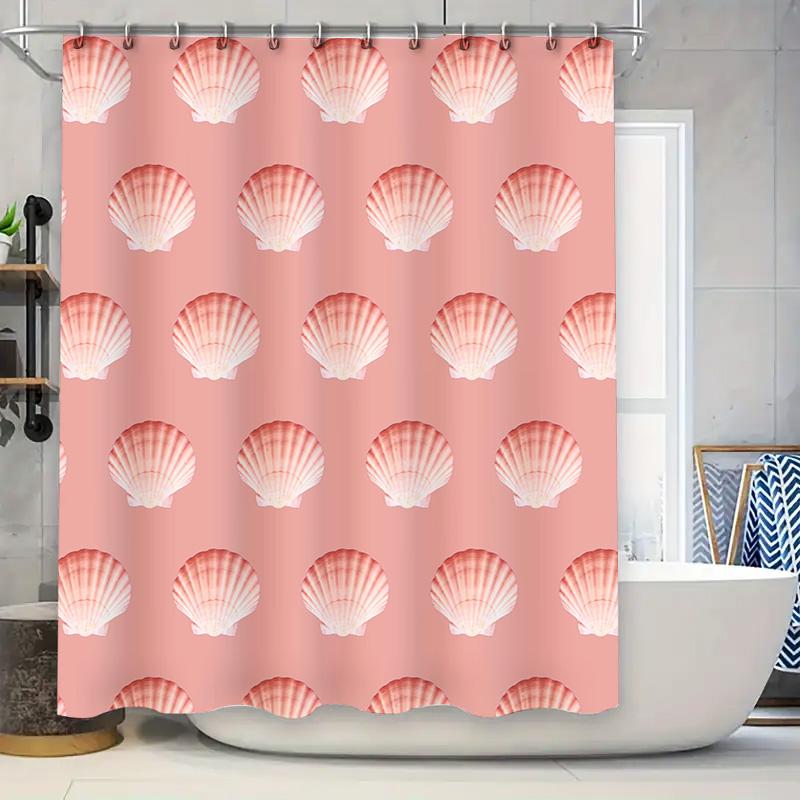 

Pink Seashell Shower Curtain Modern Bath Decor For Home Decoration Water Resistant Fabric With Hooks (24X70) W60H190(CM)-1 Pcs