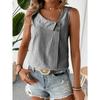 Ärmellose Gestreifte Schräger Halsausschnitt Damenbluse Neues Damen Casual Lockeres Oberteil Einfach Elegant Mode Süßes Büro-T-Shirt Streetwear Knöpfe Kleidung