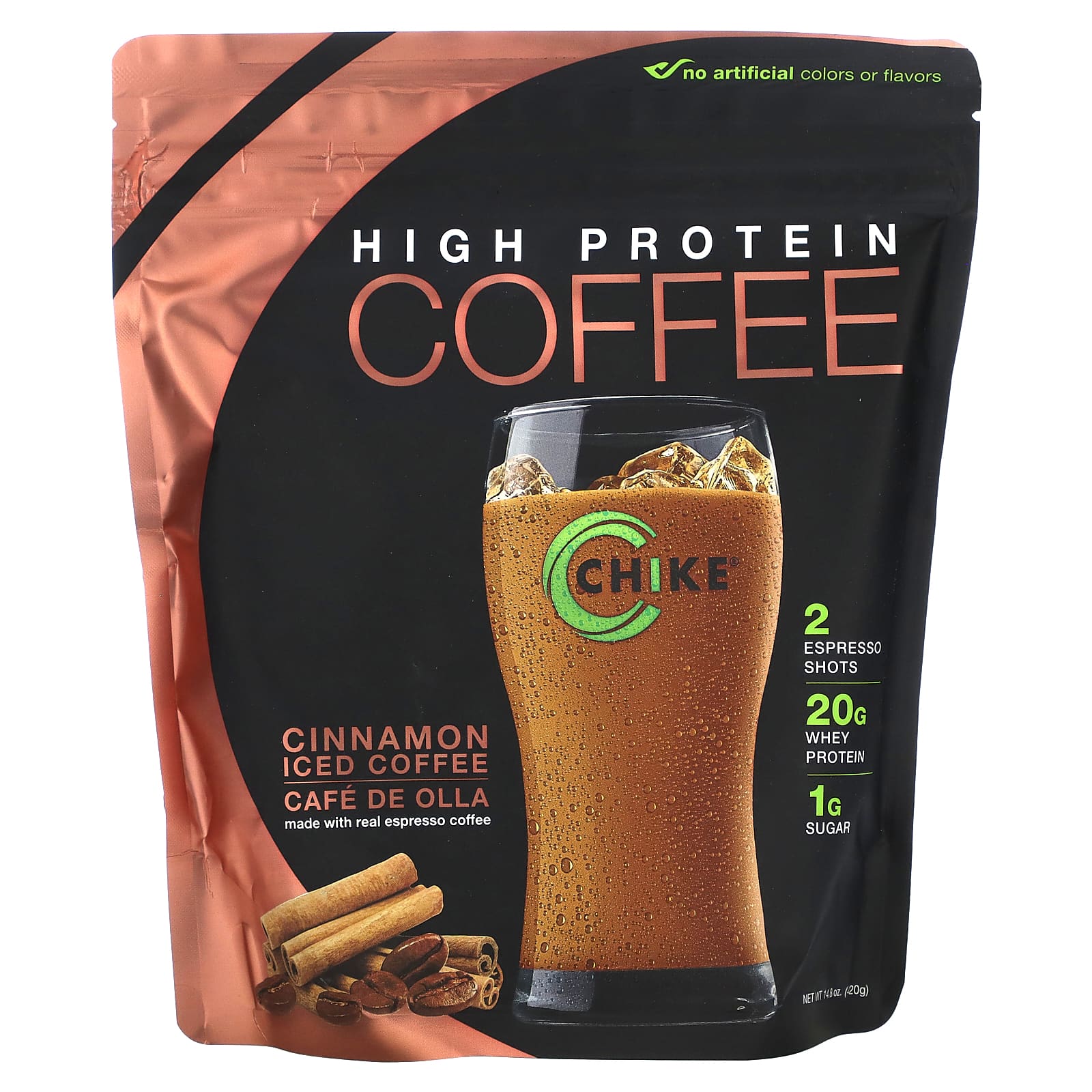 

Chike Nutrition, High Protein Iced Coffee, Cinnamon, 14.8 oz (420 g)