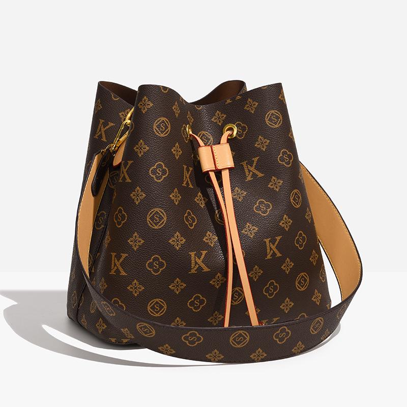 Modna damska torba typu bucket z monogramem - Lato 2025 Torba crossbody i na ramię o dużej pojemności