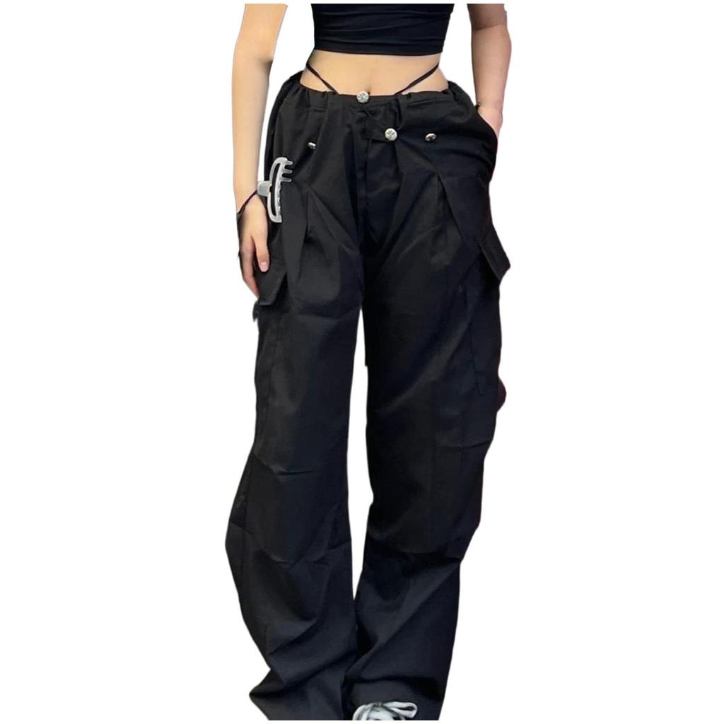 Dam Loose Cargo Byxor Hip Hop Sport Byxor Dragsko Lösa Breda Ben Casual Byxor