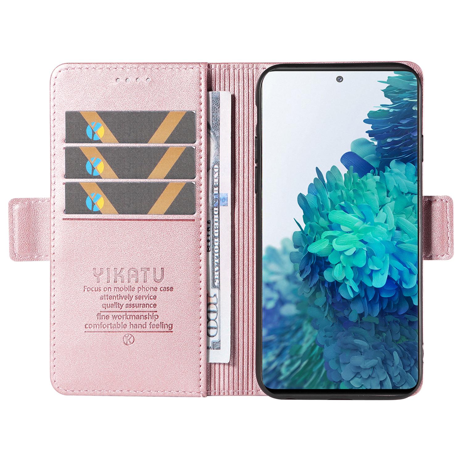 

YIKATU YK-003 Wallet Case for Samsung Galaxy S20 FE/S20 FE 5G/S20 FE 2022/S20 Lite,PU Leather Stand Magnetic Phone Cover Rose Gold