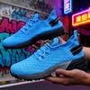Unisex Knitted Sneakers Unique Grid Design Lightweight Comfortable Running Shoes Outdoor Lace Up Walking Men Shoes Free Shipping