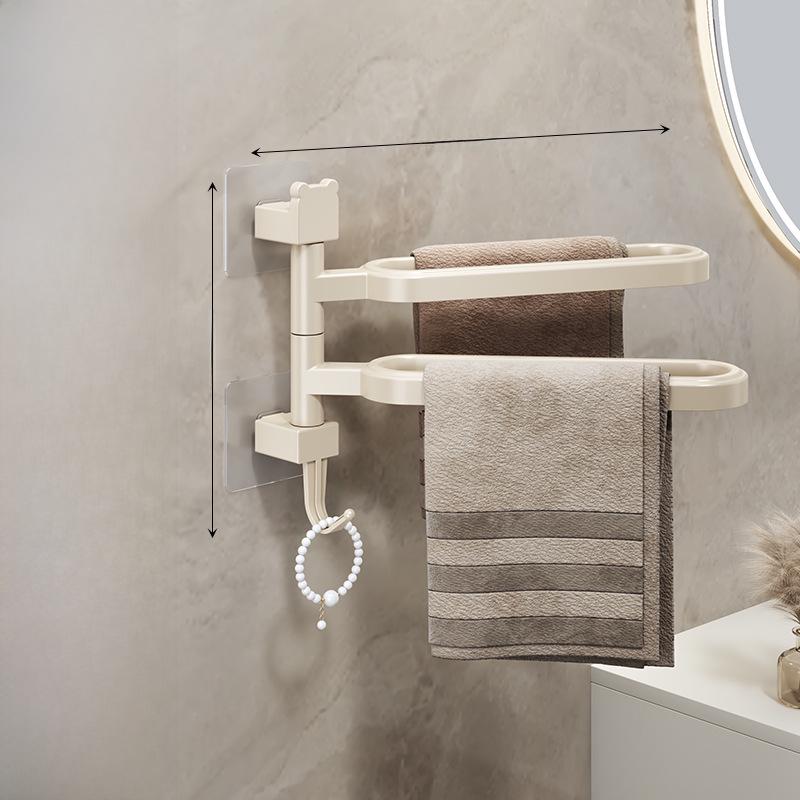 

Вращающаяся многостержневая вешалка для полотенец без проколов для хранения в ванной комнате