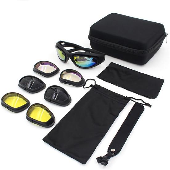 Bernard Bertha Motorcycle Riding Glasses Goggle Kit, Padded Glasses Frame with 4 Lens Kit for Outdoor Activity Sport
