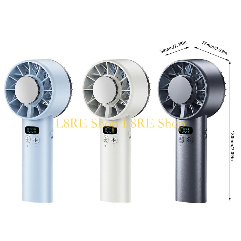 L8RE Small Pocket Fan Digital Display Fan 5200mAh Cooling Fan Outdoor Fan Table Fan with Large Battery Suitable for Own Use
