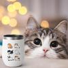 Livole Cat Idealny dla kobiet i kubek termiczny ze stali nierdzewnej 350 ml z pokrywką i izolujący na ciepło lub zimno Uroczy prezent Prezent, Mężczyźni, Słomka, Napoje, (Biały)