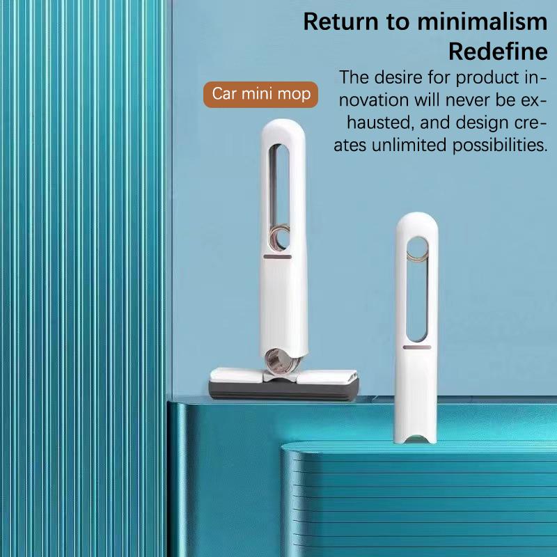 Mini balai de nettoyage portable à essorage automatique pour vitres, écrans, bureau, voiture, extérieur, maison