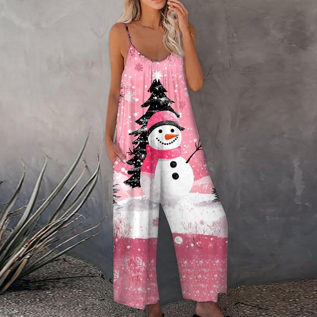 Bedruckter Damen-Overall, lässig, lockerer, verstellbarer Straps-Overall