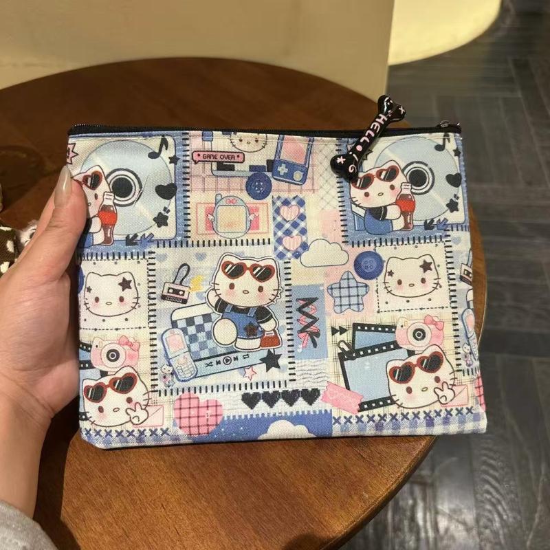 Cute Cartoon Camera Sanrio Hello Kitty Handbag Portable Large Capacity Makeup Bag Kawaii Kt Cat Anime Periphery Storage Bag