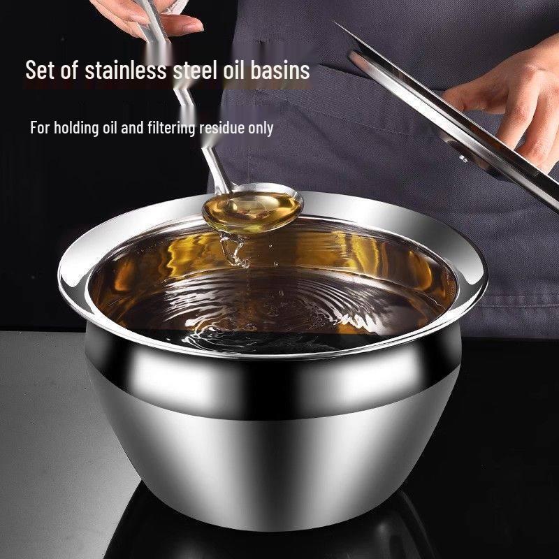 ZISIZ Extra Thick Enamel Kitchen Oil Storage Pot with Lid