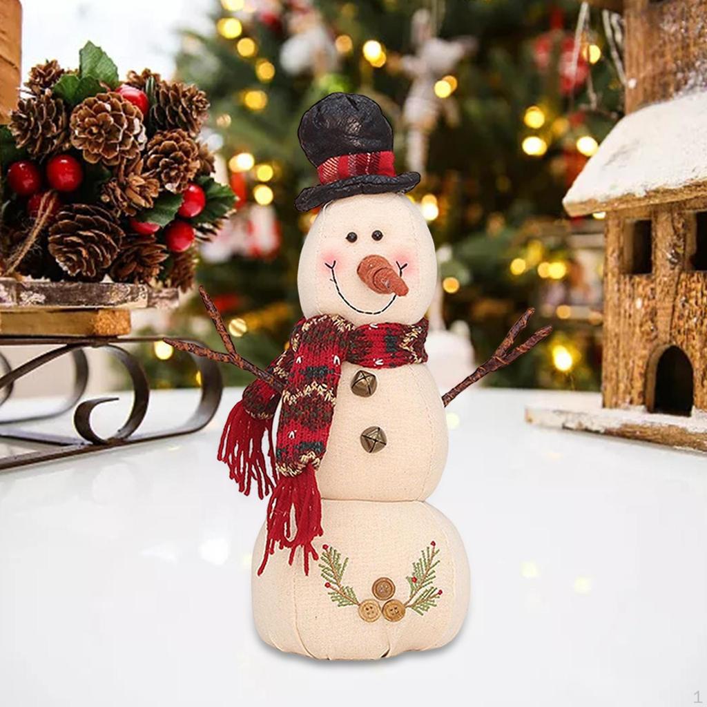 Christmas White Snowman Doll Figurines Plush for Fireplace Atmosphere Decor