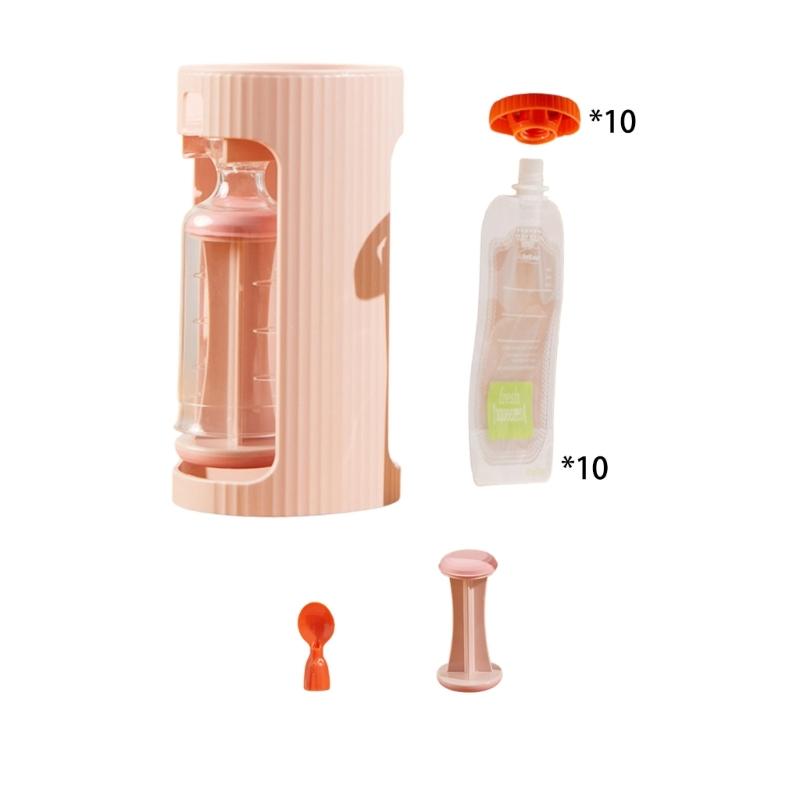 Reusable Baby Food Pouch Maker Includes Bags Manual Squeeze Tool For Fruit Vegetables Dishwasher Safe Travel Feeding