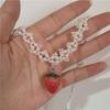 Romantic Strawberry Pendant Sweet Y2k Necklace Lovely Pearl Necklace For Girlfriend