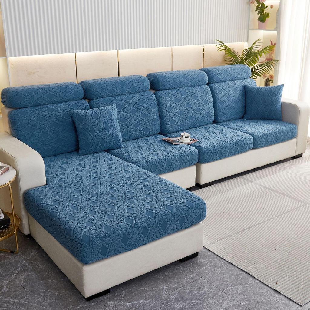 Thickened Jacquard Velvet Elastic Sofa Cover with Cushion Cover.