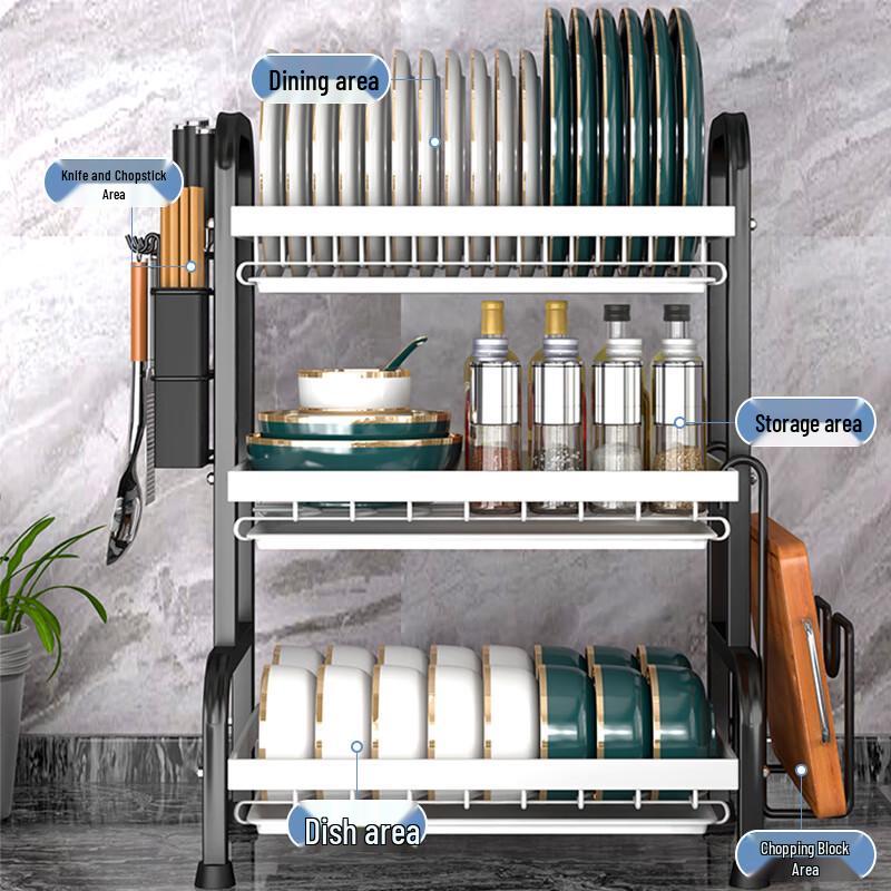 Hanle 3-Tier Carbon Steel Dish Drying Rack