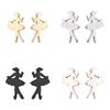 Dancing Girl Stainless Steel Earrings: Korean Style, Cute Mini Ear Studs